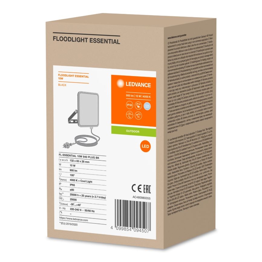 Ledvance - LED Riflettore da muro per esterni FLOODLIGHT ESSENTIAL LED/10W/230V IP65