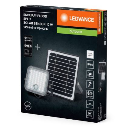 Ledvance - LED Faro solare dimmerabile con sensore di movimento e crepuscolare FLOOD SPLIT LED/10W/3,2V 5000 mAh IP65 + telecomando