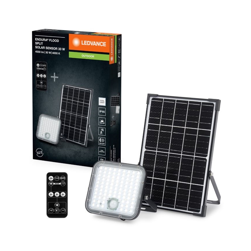 Ledvance - LED Dimmerabile solare per riflettore con sensore FLOOD SPLIT LED/30W/6,4V IP65 + telecomando