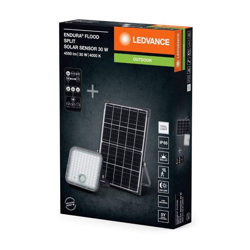 Ledvance - LED Dimmerabile solare per riflettore con sensore FLOOD SPLIT LED/30W/6,4V IP65 + telecomando