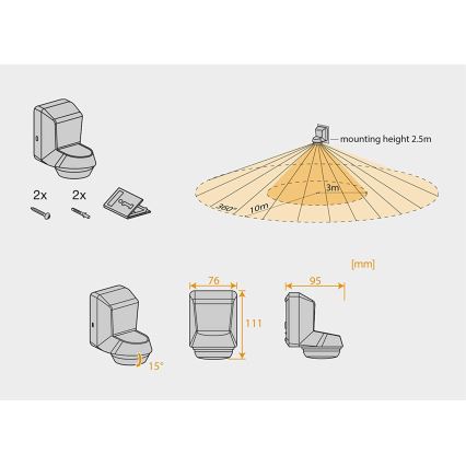 Ledvance - Sensore di movimento a infrarossi per esterni 230V IP55 antracite