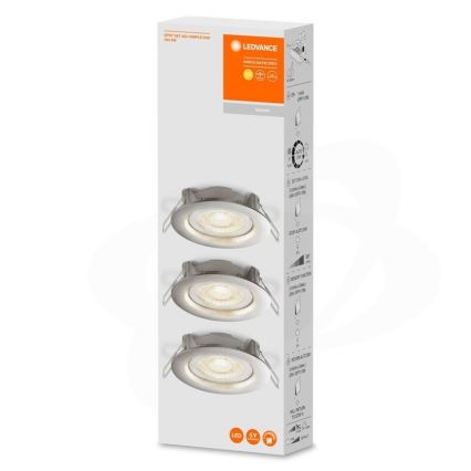Ledvance - SET 3x faretti da incasso dimmerabili LED SIMPLE LED/4,9W/230V