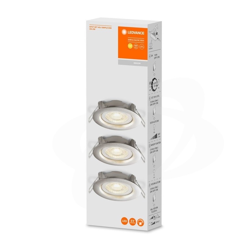 Ledvance - SET 3x faretti da incasso dimmerabili LED SIMPLE LED/4,9W/230V