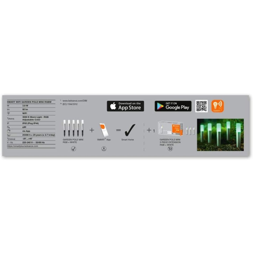 Ledvance - SET 5x LED RGBW Lampada da esterno SMART+ GARDEN PALO 5xLED/5,7W/230V IP65 Wi-Fi