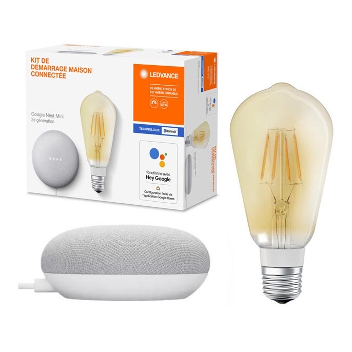Ledvance - Smart speaker Google Nest Mini + Lampadina LED Dimmerabile SMART+ E27/5,5W/230V