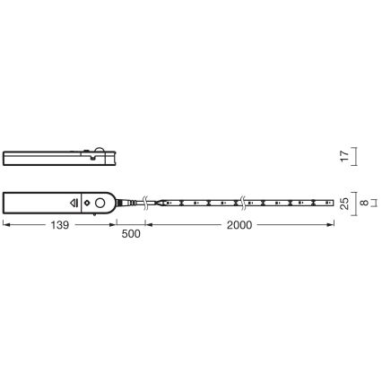 Ledvance - Striscia LED con sensore di movimento FLEX 2m LED/3,6W/4xAA