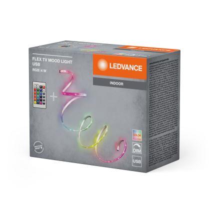 Ledvance - Striscia LED RGB dimmerabile FLEX TV MOOD 1 m LED/4W/5V + telecomando