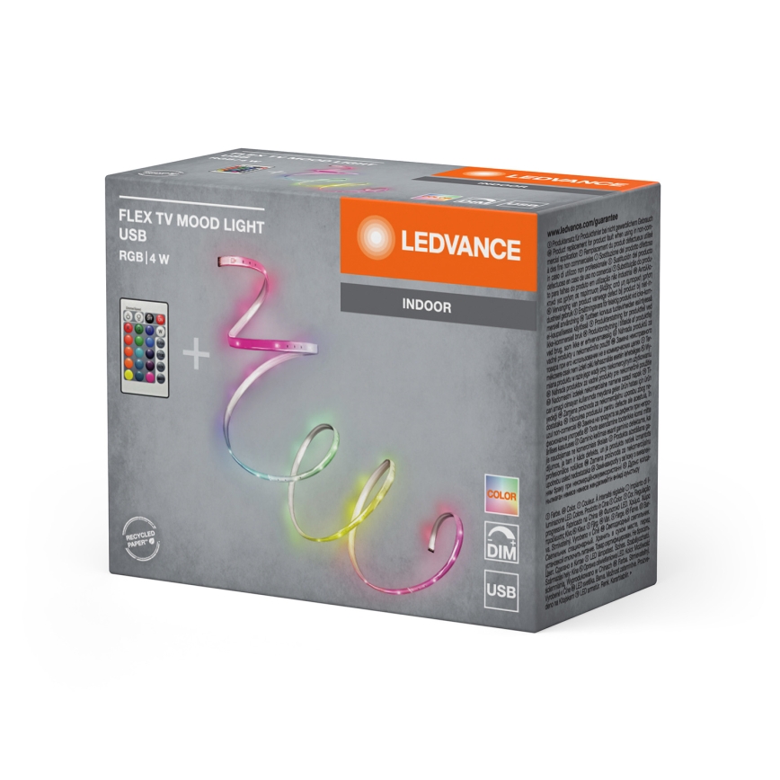 Ledvance - Striscia LED RGB dimmerabile FLEX TV MOOD 1 m LED/4W/5V + telecomando