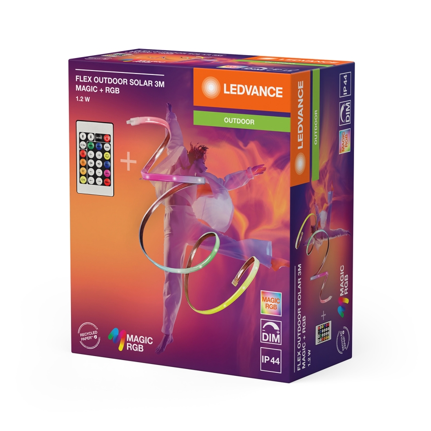 Ledvance - Striscia solare LED RGB dimmerabile FLEX MAGIC 3m LED/1,2W/3,7V 2000 mAh IP44 + telecomando