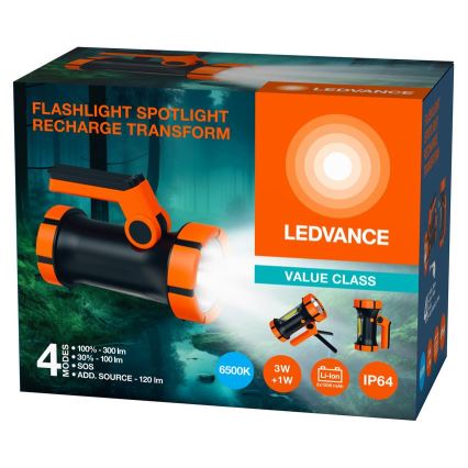 Ledvance - Torcia LED ricaricabile con power bank FLASHLIGHT LED/3W/5V IP64 2400 mAh