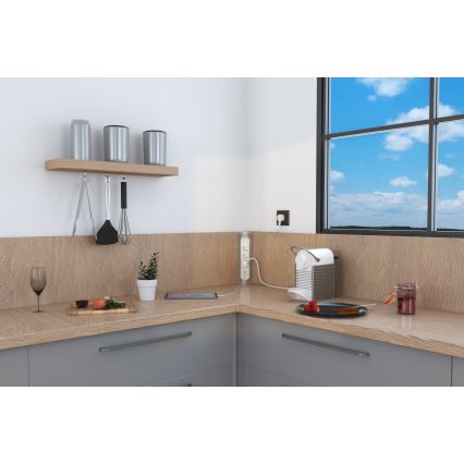 Legrand 049406 - Cavo di prolunga a 3 prese, Tipo E, con porte USB-A e USB-C, 1 m, argento/bianco