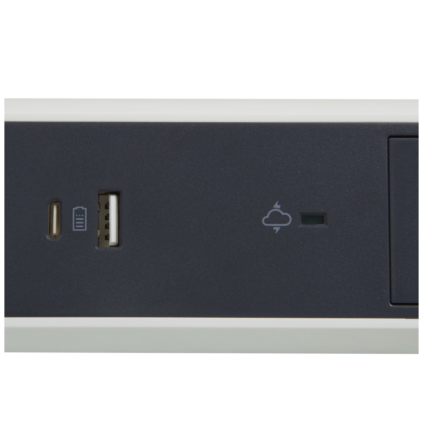 Legrand 049416 - Prolunga con interruttore 3Z Tipo E + USB-A + USB-C 1,5m