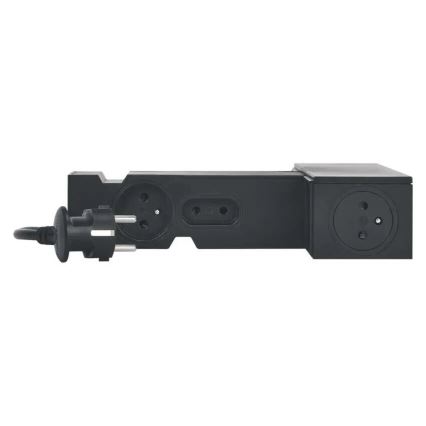 Legrand 049430 - HUB multimediale con interruttore 4Z Tipo E + 4Z Tipo C 2m nero