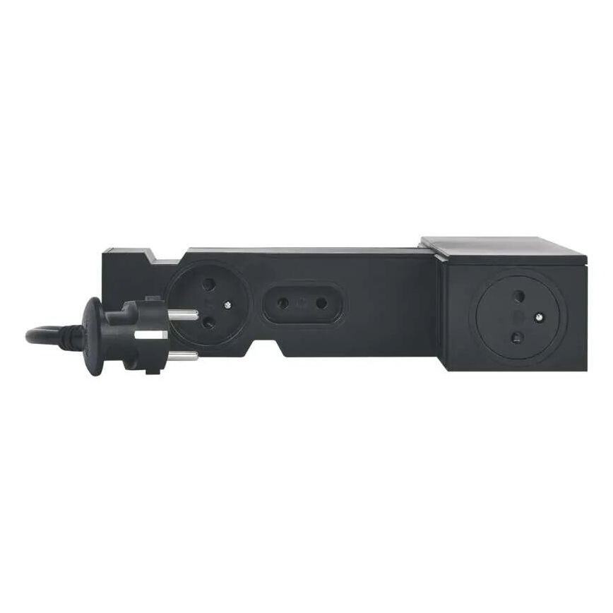 Legrand 049430 - HUB multimediale con interruttore 4Z Tipo E + 4Z Tipo C 2m nero