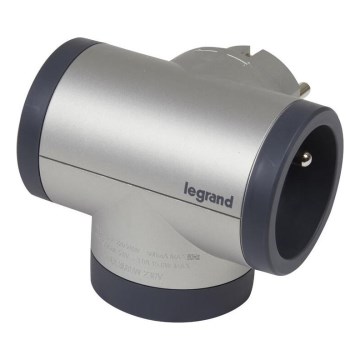 Legrand 049439 - Multipresa rotante 2Z Tipo E, F + USB-A + USB-C argento/nero