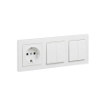 Legrand - 2x doppio interruttore in serie n. 5 e presa domestica SCHUKO con cornice SUNO 250V bianca