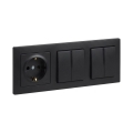 Legrand - 2x interruttore deviatore doppio n. 5 e presa domestica SCHUKO con cornice SUNO 250V nera
