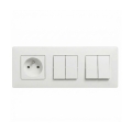 Legrand - 2x interruttore doppio serie n. 5 e presa domestica con cornice NILOE STEP 250 V bianco
