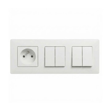 Legrand - 2x interruttore doppio serie n. 5 e presa domestica con cornice NILOE STEP 250 V bianco