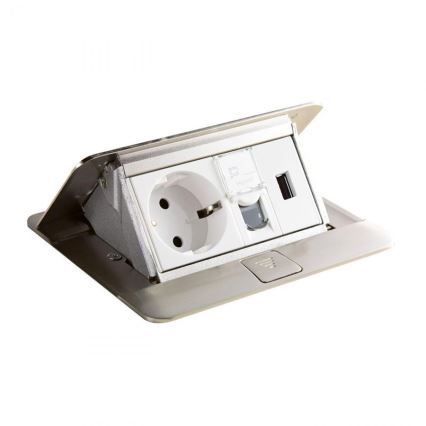 Legrand 54021 - Torretta a scomparsa da tavolo/scrivania POP-UP 4M acciaio inossidabile
