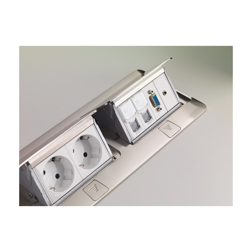 Legrand 54023 - Torretta a scomparsa da tavolo/scrivania POP-UP 2x4M acciaio inossidabile