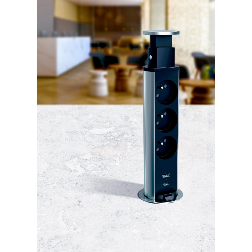 Legrand 654970 - Colonna di prese per tavolo 3x230V + USB-A + USB-C