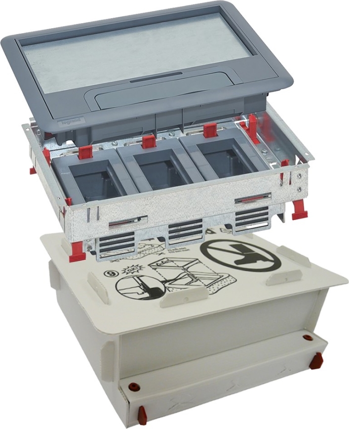 LEGRAND - Cassetta a pavimento per calcestruzzo 12 moduli (6 dispositivi 45x45)