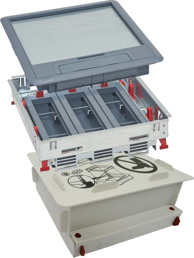 LEGRAND - Cassetta a pavimento per calcestruzzo 24 moduli (12 dispositivi 45x45)