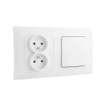 Legrand - Doppia presa domestica e interruttore unipolare n. 1 con cornice NILOE 250V bianco