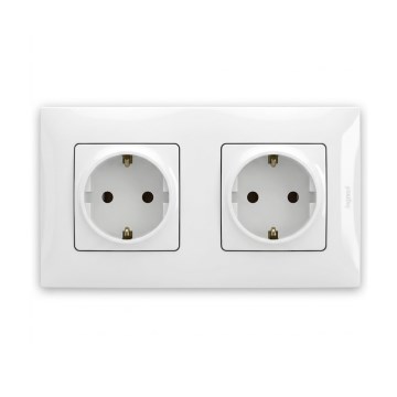 Legrand - Doppia presa domestica SCHUKO con cornice NILOE 250V bianca