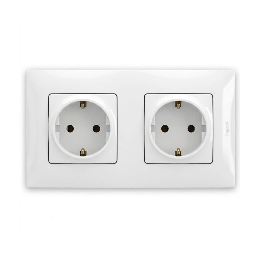 Legrand - Doppia presa domestica SCHUKO con cornice NILOE 250V bianca