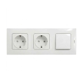 Legrand - Doppia presa domestica SCHUKO e interruttore unipolare n. 1 con cornice NILOE 250V bianco