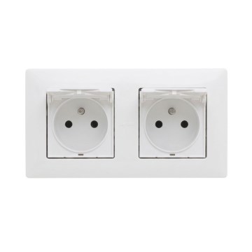 Legrand - Doppia presa esterna per uso domestico con cornice NILOE STEP 250V IP44 bianca