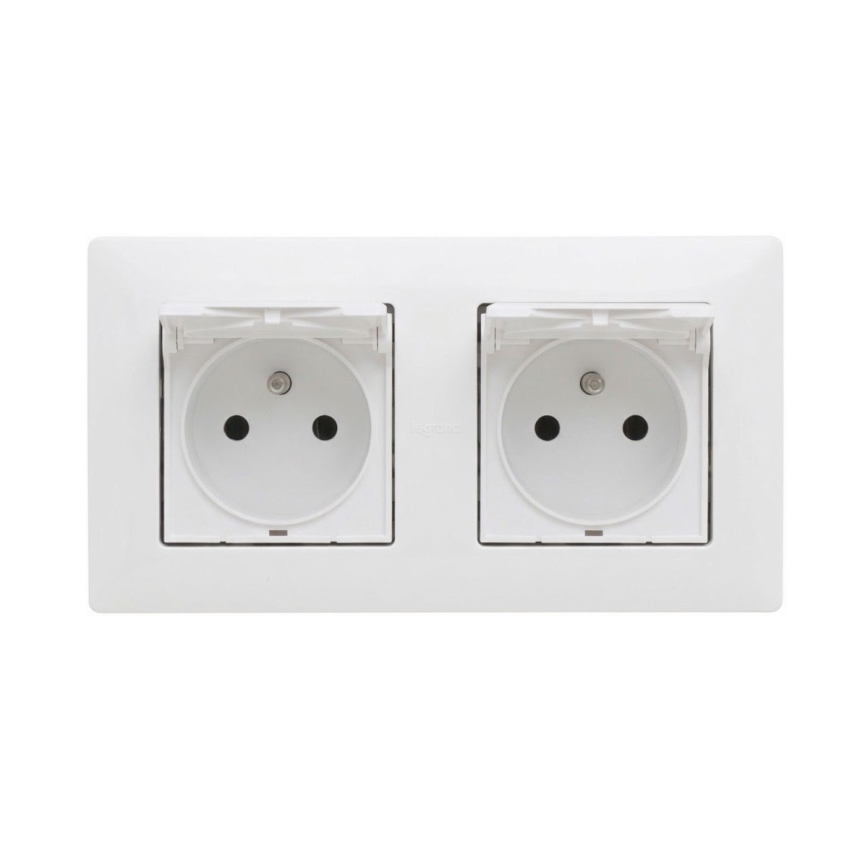 Legrand - Doppia presa esterna per uso domestico con cornice NILOE STEP 250V IP44 bianca