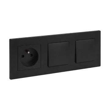 Legrand - Doppio interruttore unipolare n. 1 e presa domestica con cornice NILOE STEP 250V nera