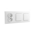 Legrand - Doppio interruttore unipolare n. 1 e presa domestica doppia con placca NILOE 250V bianco