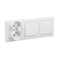 Legrand - Doppio interruttore unipolare n. 1 e presa doppia domestica con cornice SUNO 250V bianca