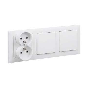 Legrand - Doppio interruttore unipolare n. 1 e presa doppia domestica con cornice SUNO 250V bianca