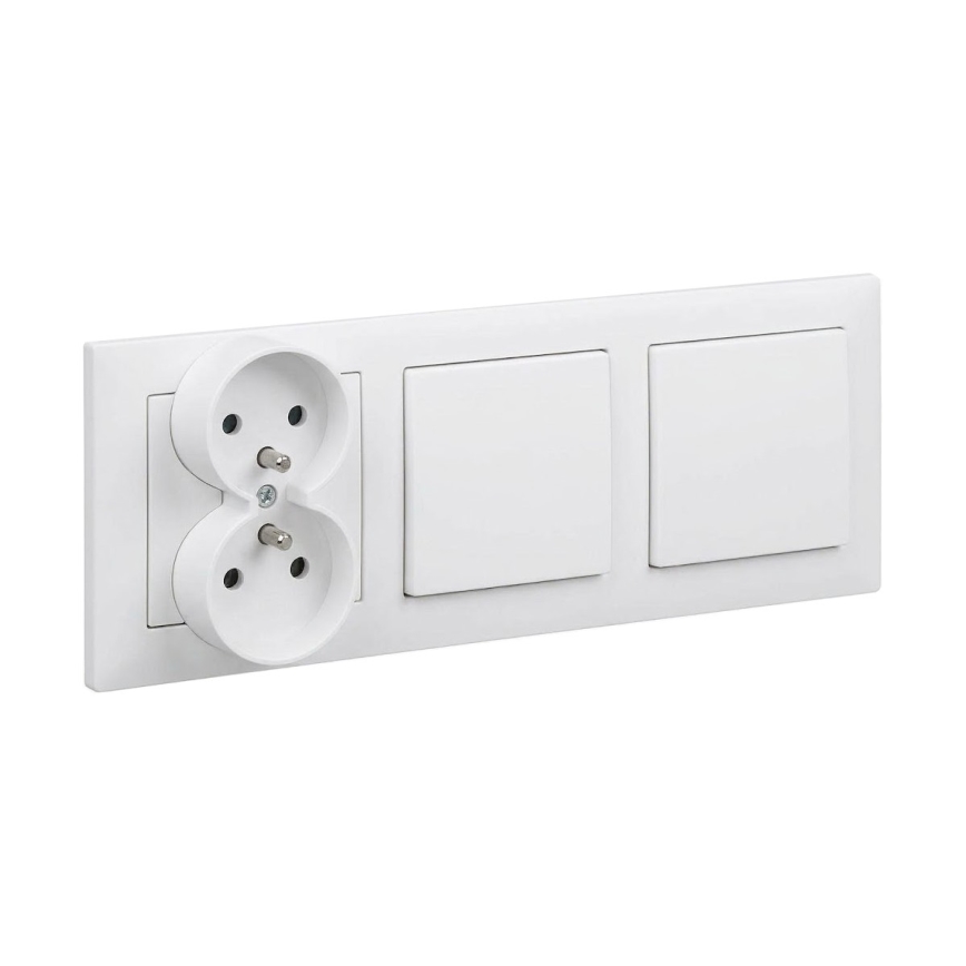 Legrand - Doppio interruttore unipolare n. 1 e presa doppia domestica con cornice SUNO 250V bianca