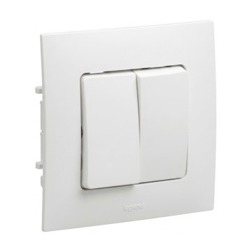 Legrand - Interruttore doppio n. 5 con cornice NILOE bianco