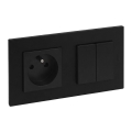 Legrand - Interruttore doppio per scala 6+6 e presa domestica con cornice NILOE STEP 250V nero