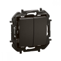 Legrand - Interruttore doppio per scala senza cornice n. 6+6 NILOE nero