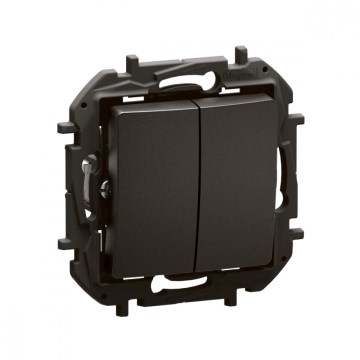 Legrand - Interruttore doppio per scala senza cornice n. 6+6 NILOE nero