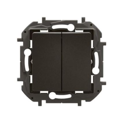 Legrand - Interruttore doppio per scala senza cornice n. 6+6 NILOE nero