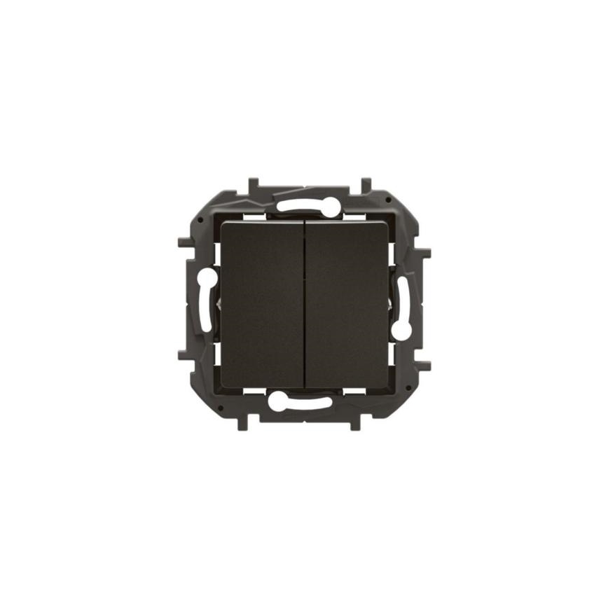 Legrand - Interruttore doppio per scala senza cornice n. 6+6 NILOE nero