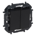 Legrand - Interruttore doppio per scala senza placca n. 6+6 NILOE STEP nero