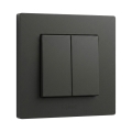 Legrand - Interruttore doppio per scale con cornice n. 6+6 NILOE STEP nero