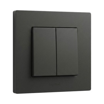 Legrand - Interruttore doppio per scale con cornice n. 6+6 NILOE STEP nero
