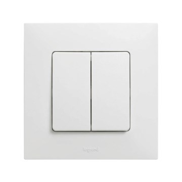 Legrand - Interruttore doppio per scale n. 6+6 con cornice NILOE bianca