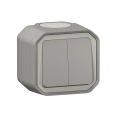 Legrand - Interruttore doppio per scale n. 6+6 PLEXO IP55 grigio
